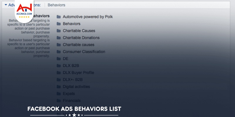 Facebook Ads Behaviors List