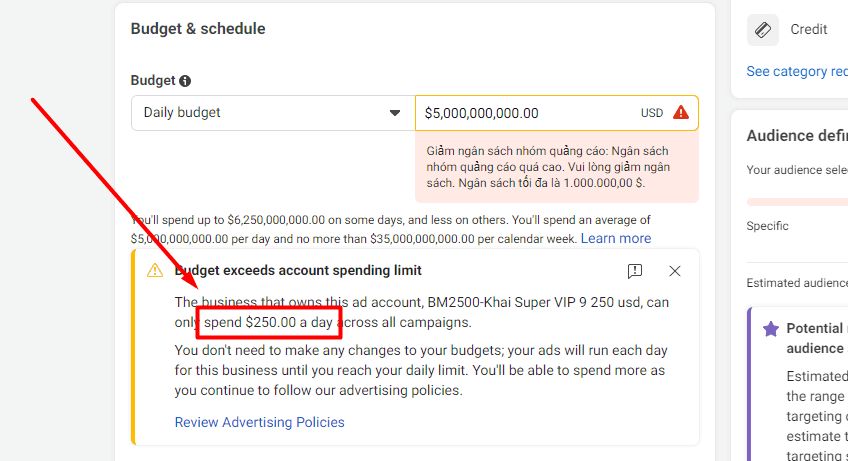 BM1 $250 (daily spend limit $250, paying the first two invoices will upgrade to BM5 $250, ad account country is Philippines, users can change timezone and currency)