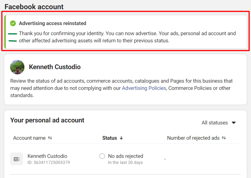 Identity Verified FB Ads Accounts - 10 Ad Account Limit 50$